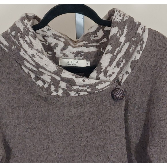 A. Ida Italy Wool Blend Asymmetrical Wrap Cape Cardigan Sweater Women US S USED - Picture 3 of 11